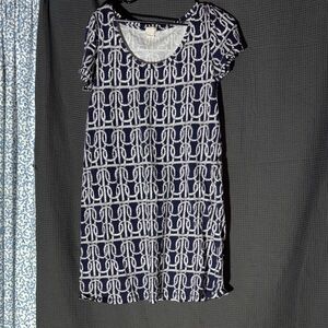 Navy and White Patterned Women's Dress